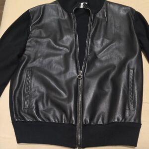 Ferragamo Blk Leather Sweater Same Style Worn By Dr.dre at Super Bowl Half Time